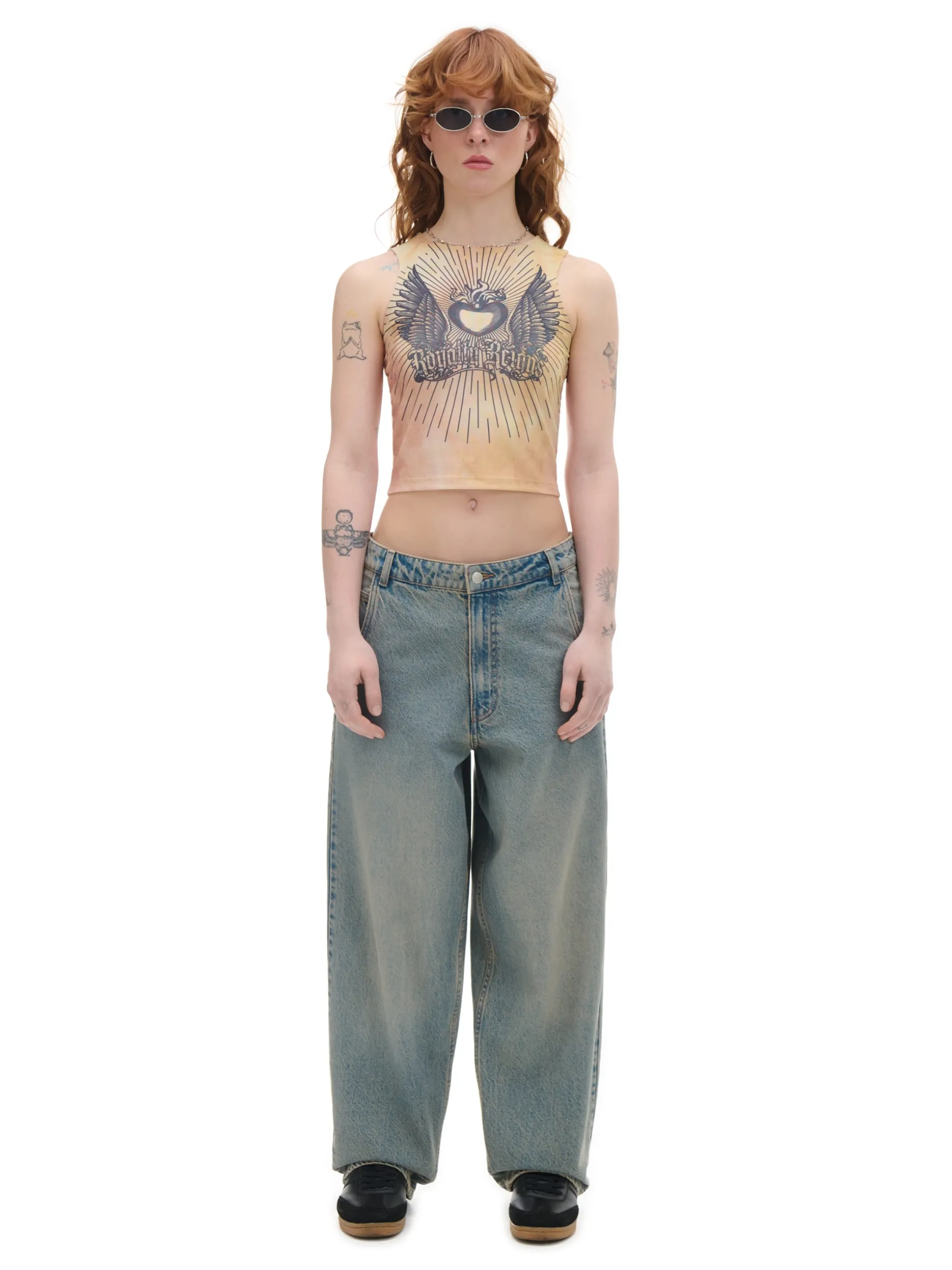 Beżowy top z efektem tie-dye