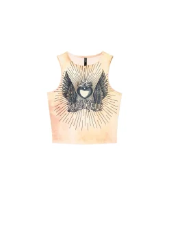 Beżowy top z efektem tie-dye