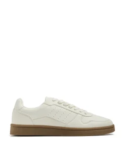 Białe sneakersy z imitacji skóry