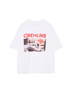 Biały świąteczny T-shirt z Gremlinami