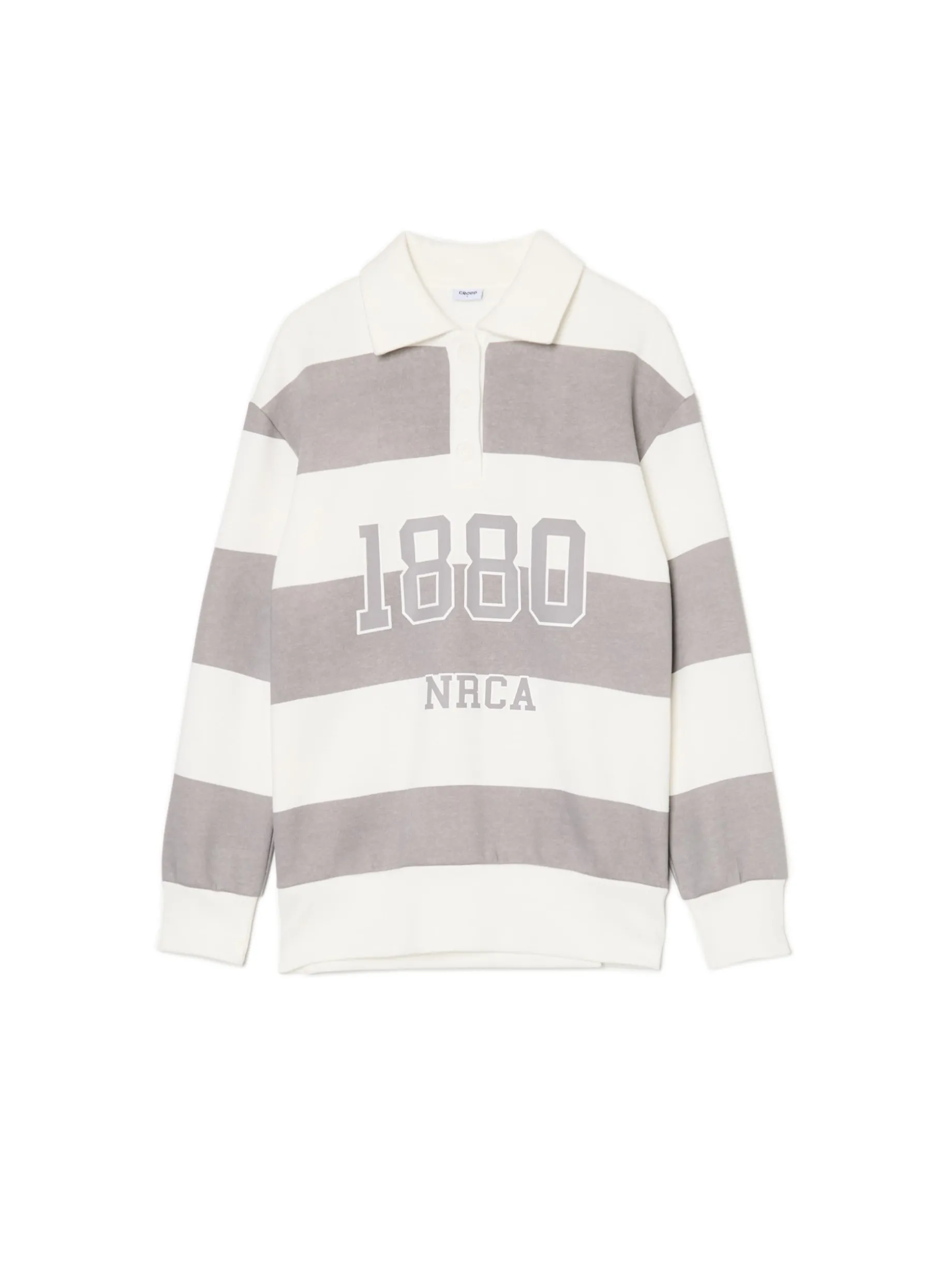 Bluza w szare paski z aplikacją