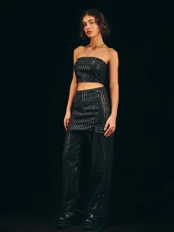 Cekinowe spodnie tailoring