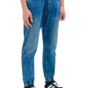 Ciemnoniebieskie jeansowe joggery