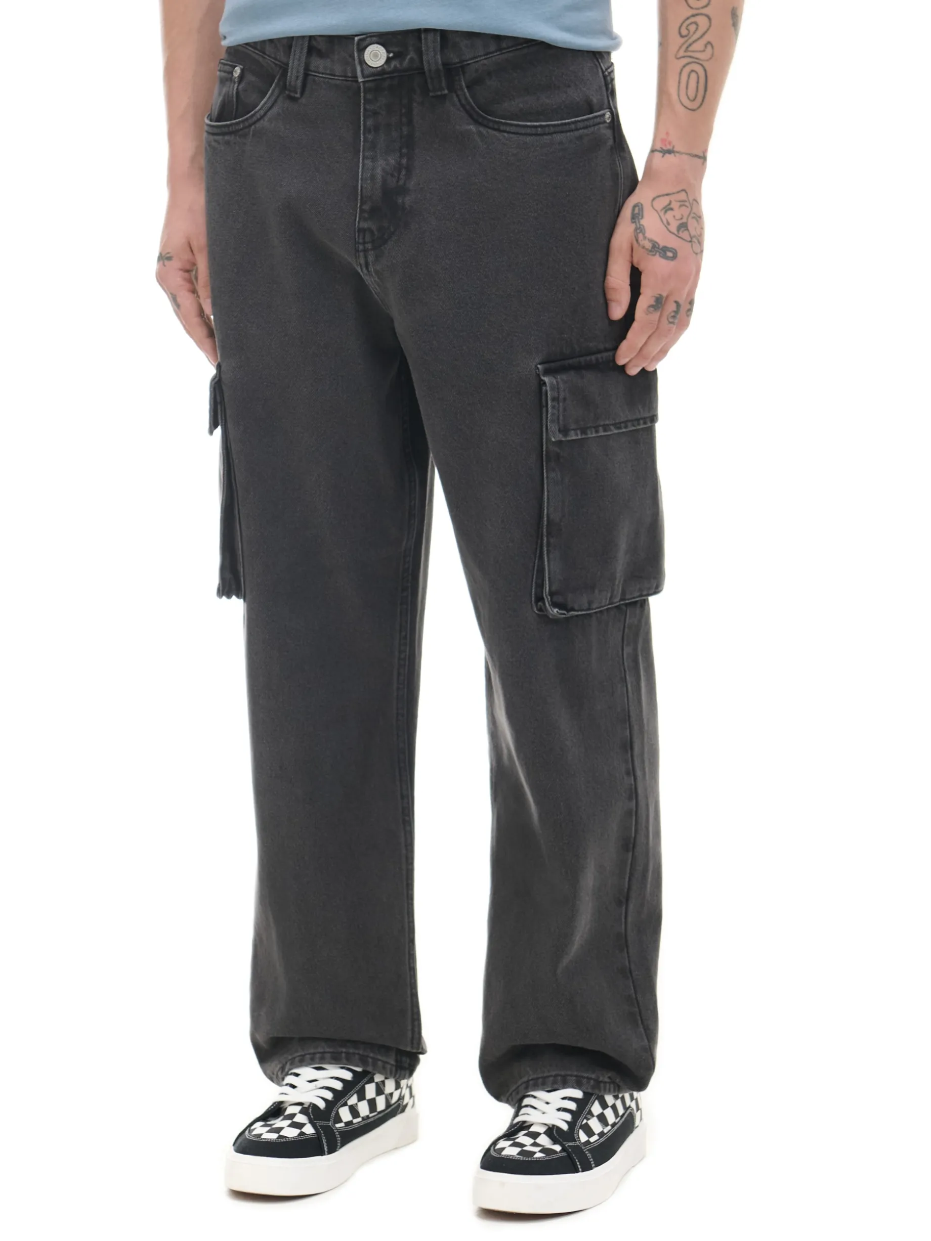 Ciemnoszare jeansy baggy
