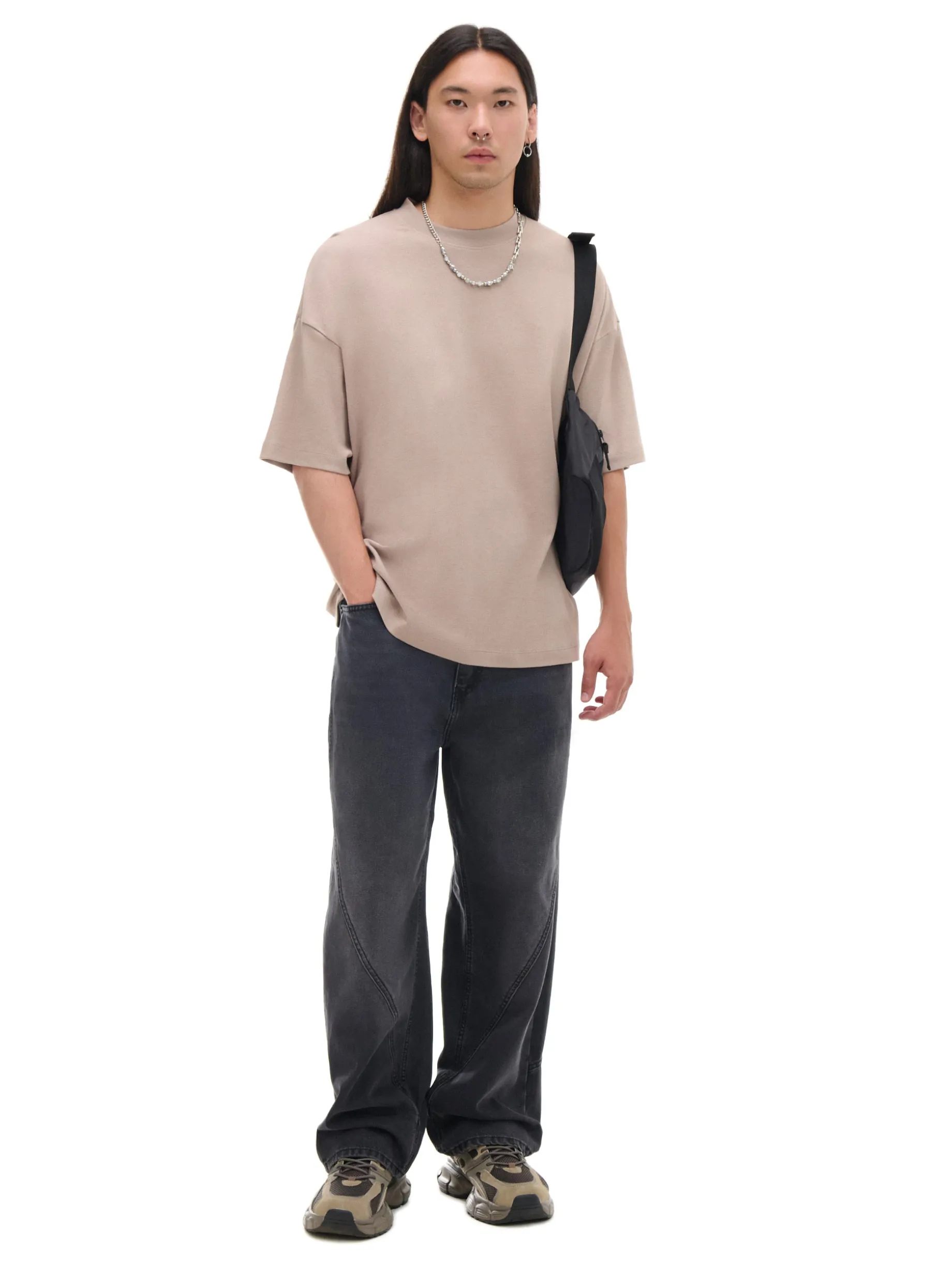 Ciemnoszare jeansy super baggy