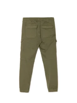 Ciemnozielone joggery basic z kieszeniami cargo