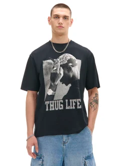 Czarna koszulka z nadrukiem Tupac Shakur