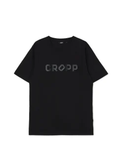 Czarna koszulka z nadrukiem Cropp