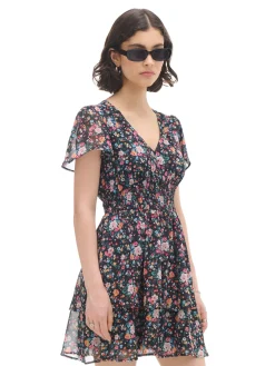 Czarna sukienka mini w kwiaty