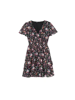 Czarna sukienka mini w kwiaty