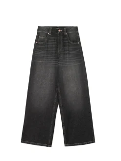 Czarne jeansy baggy z efektem sprania