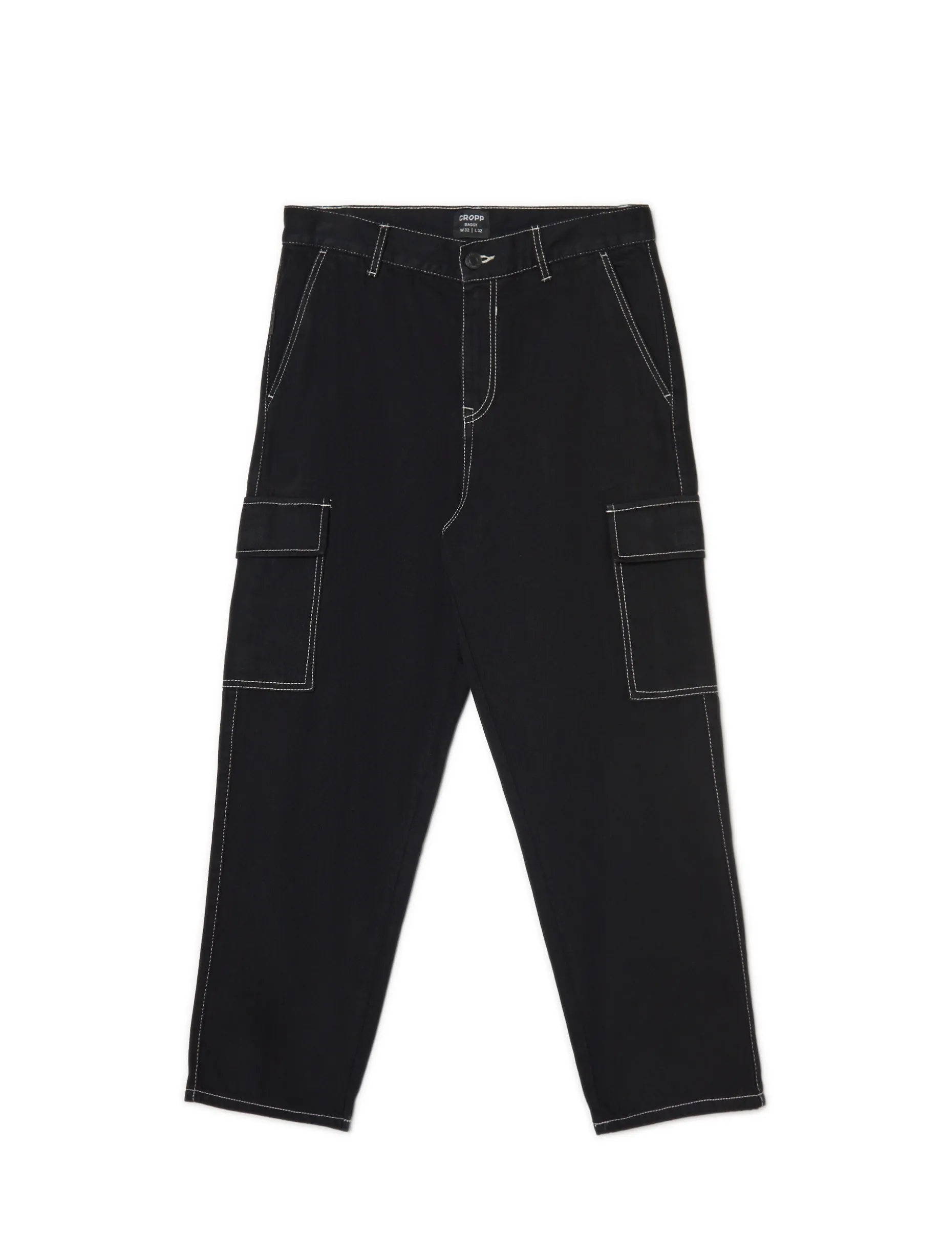 Czarne jeansy baggy z kieszeniami cargo