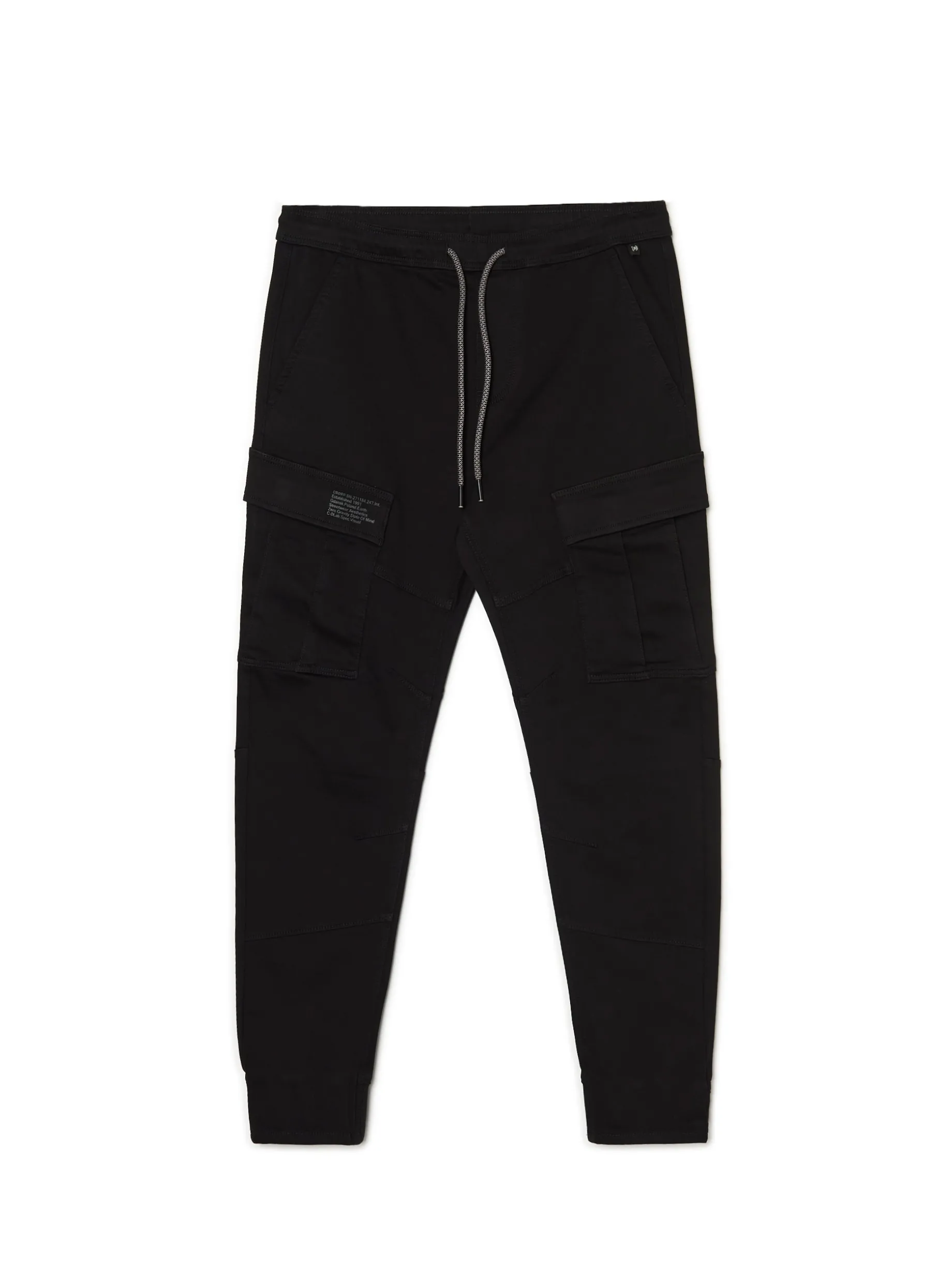 Czarne jeansy jogger z kieszeniami cargo