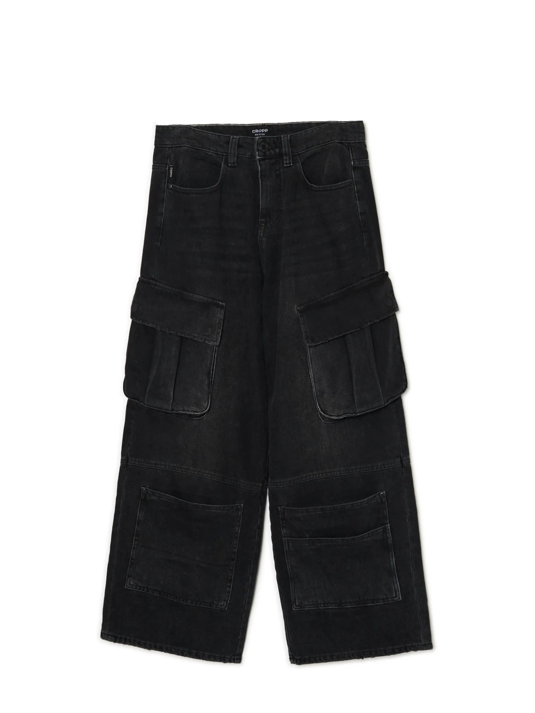 Czarne jeansy skater z kieszeniami