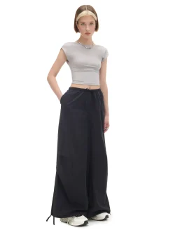 Czarne spodnie wide leg