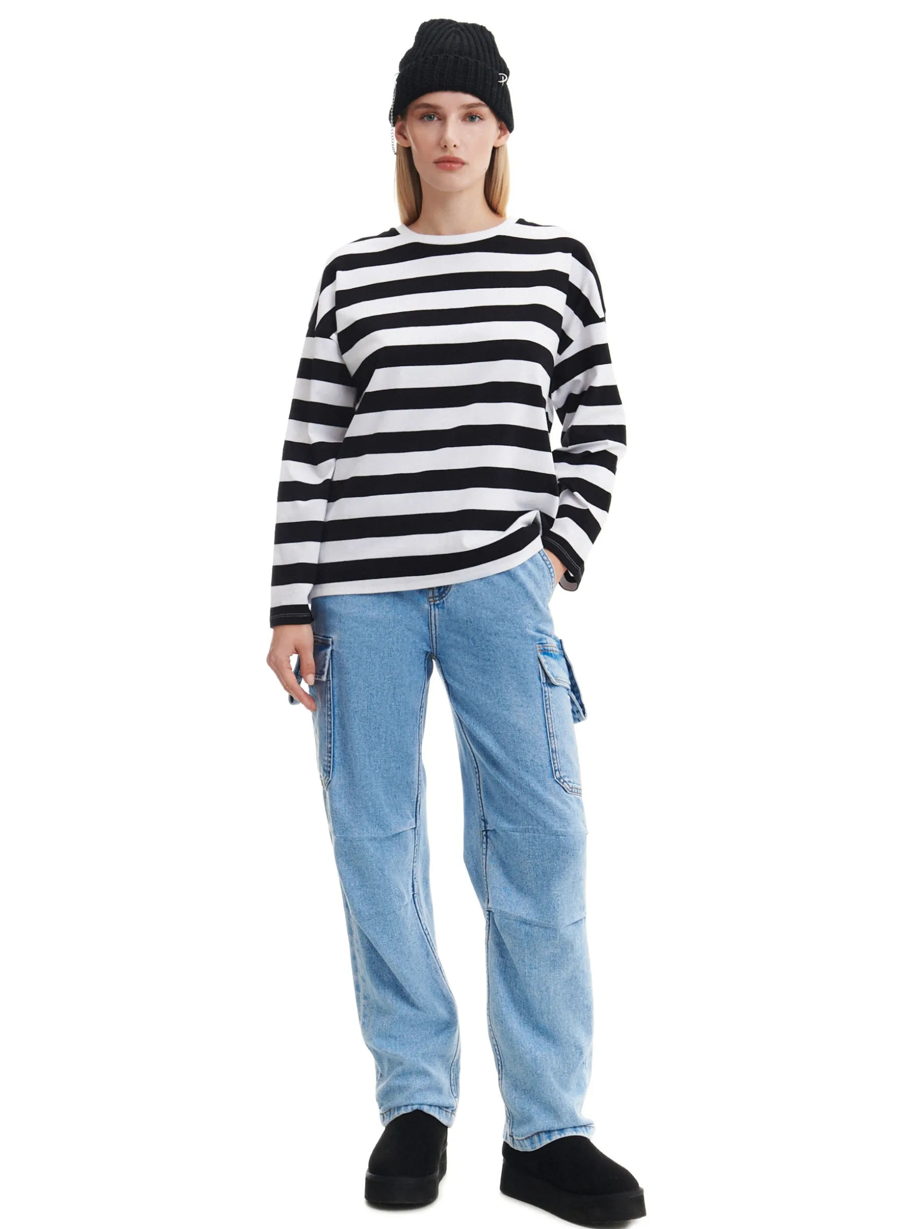 Czarno-biała bluzka w paski UNISEX
