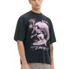 Czarny T-shirt boxy z nadrukiem