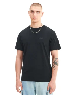 Czarny t-shirt z aplikacją Cropp