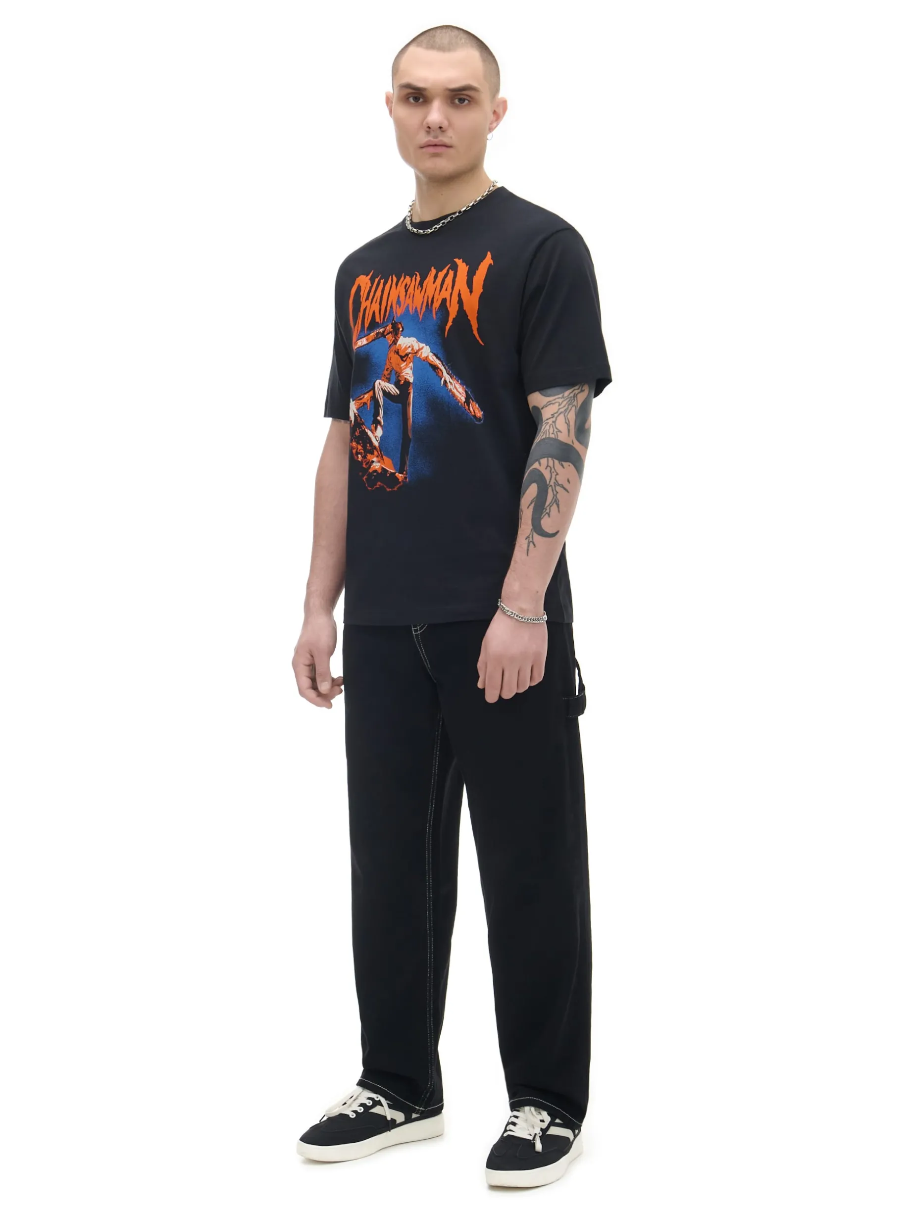 Czarny t-shirt z nadrukiem Chainsaw Man