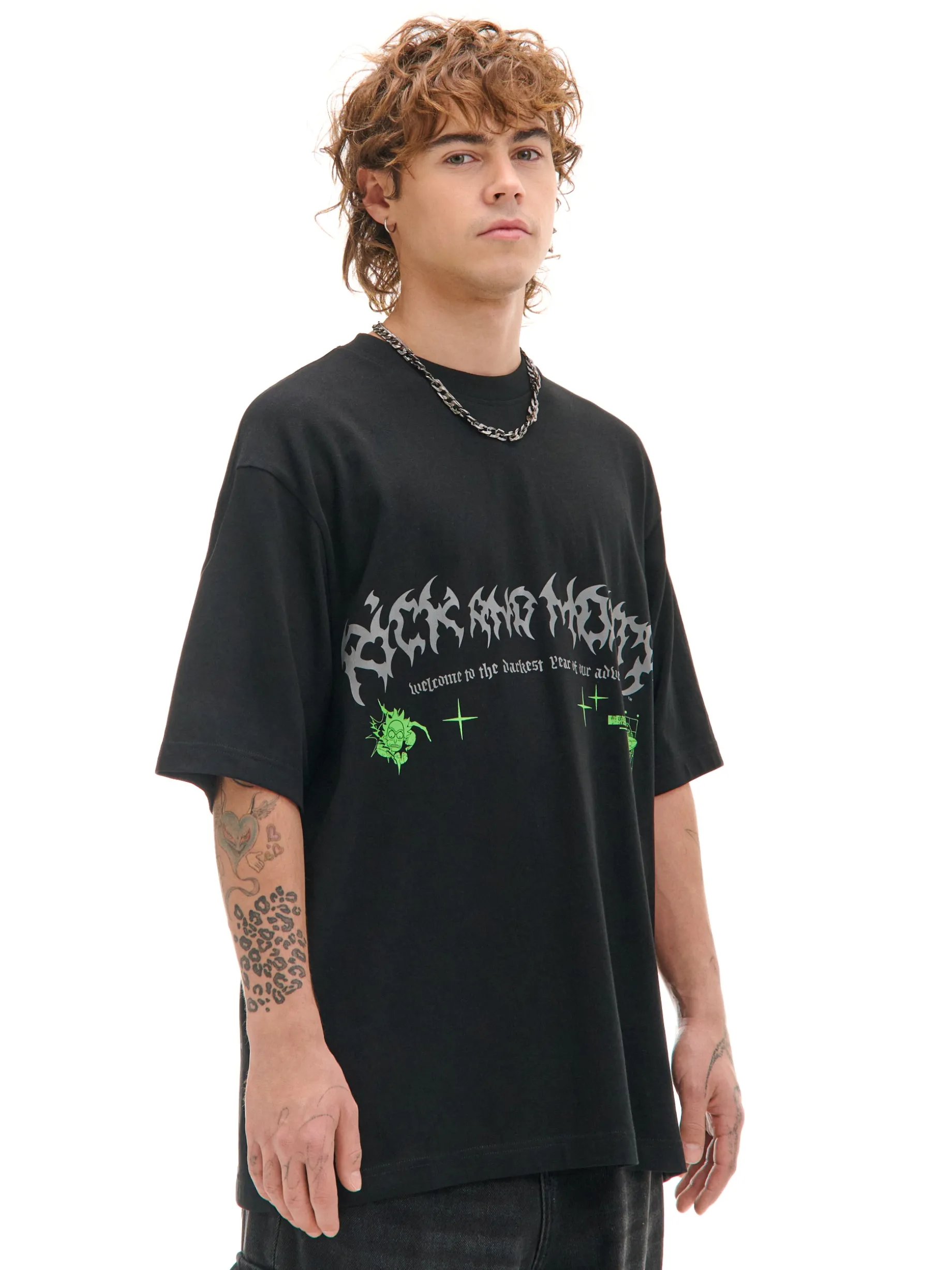 Czarny T-shirt z printem Rick i Morty