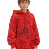 Czerwona bluza hoodie z nadrukiem all over