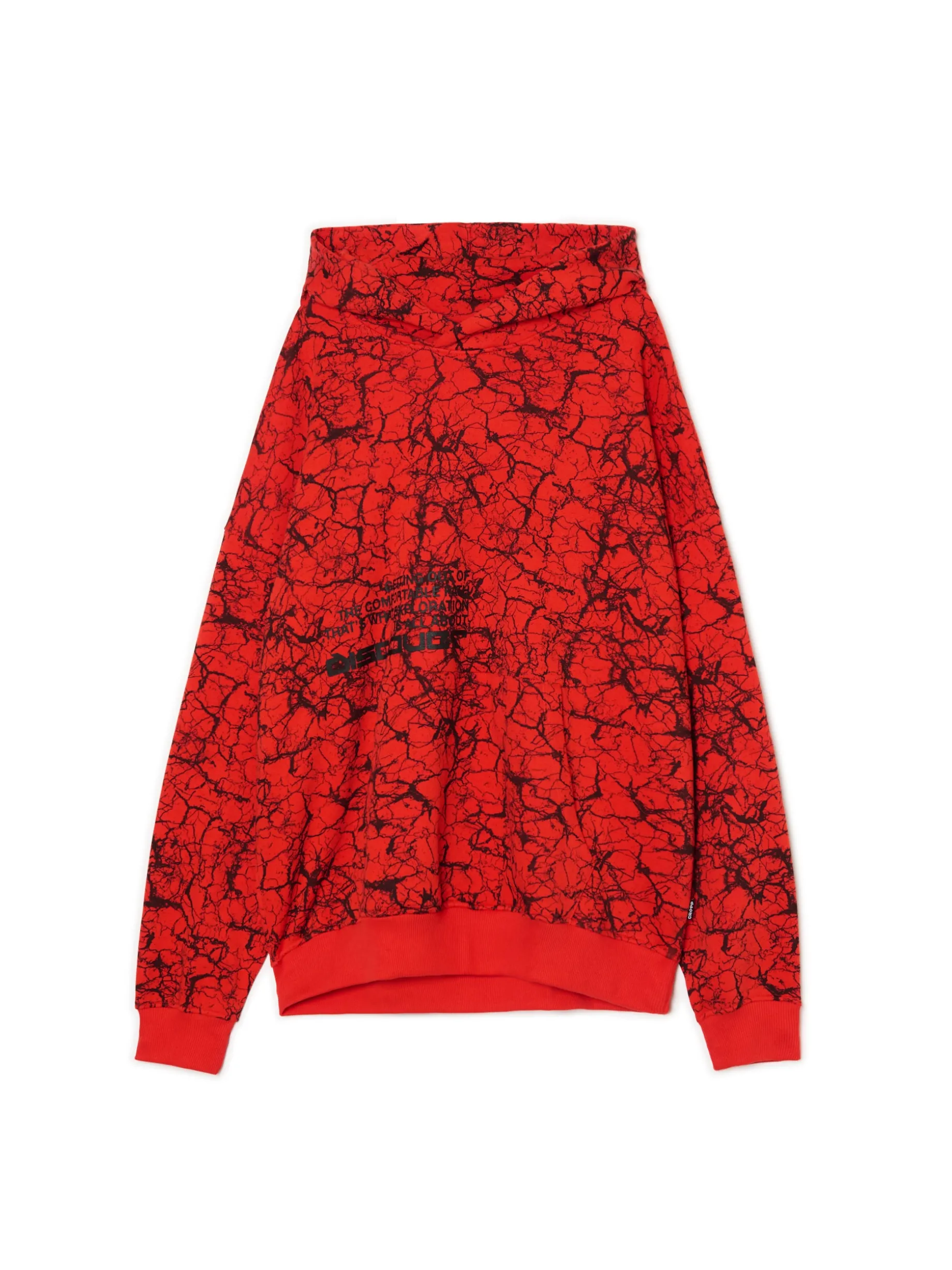 Czerwona bluza hoodie z nadrukiem all over