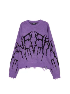 Fioletowy sweter z nadrukiem