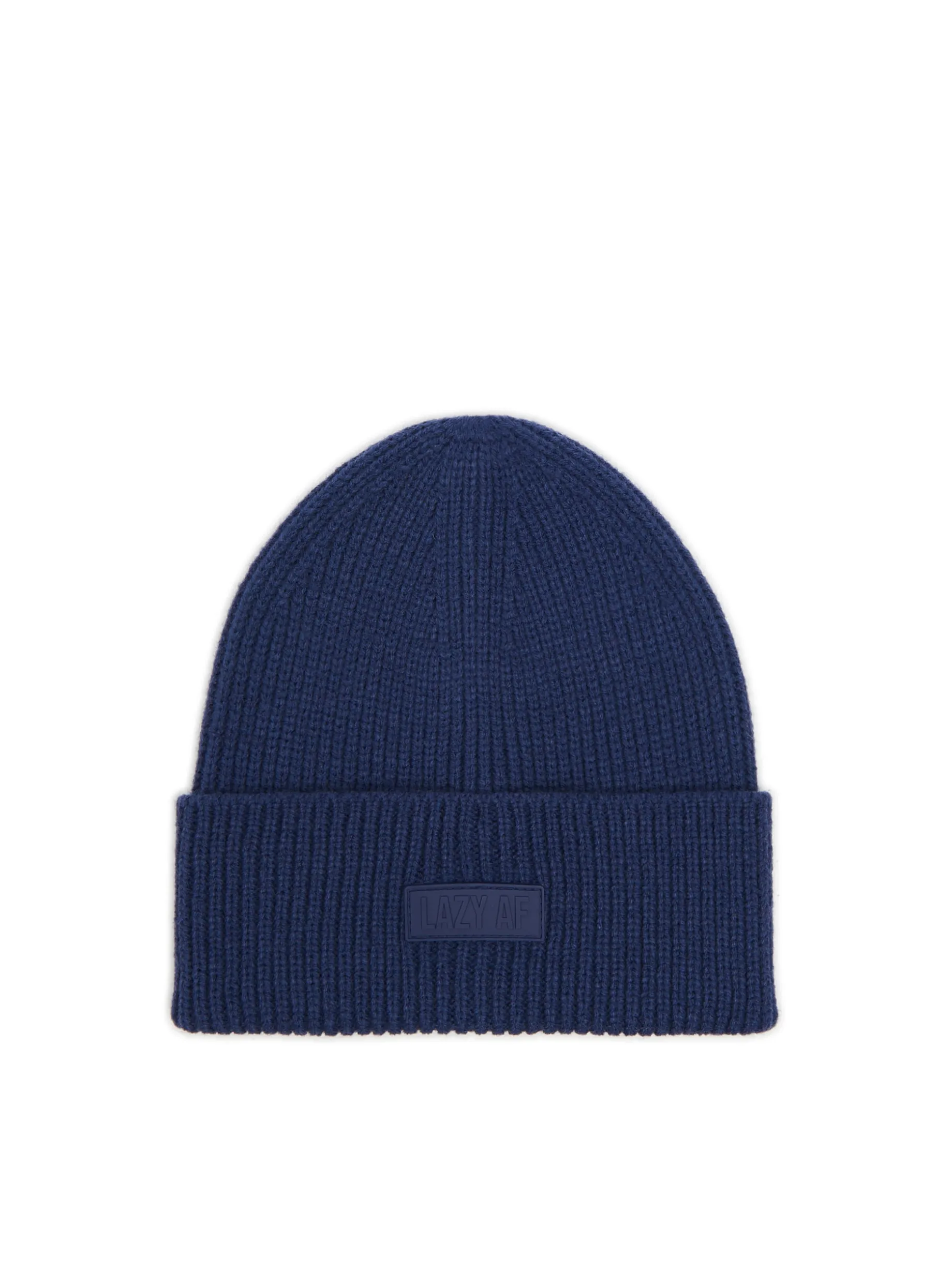 Granatowa czapka beanie z naszywką