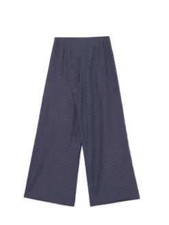 Granatowe spodnie tailoring w paski