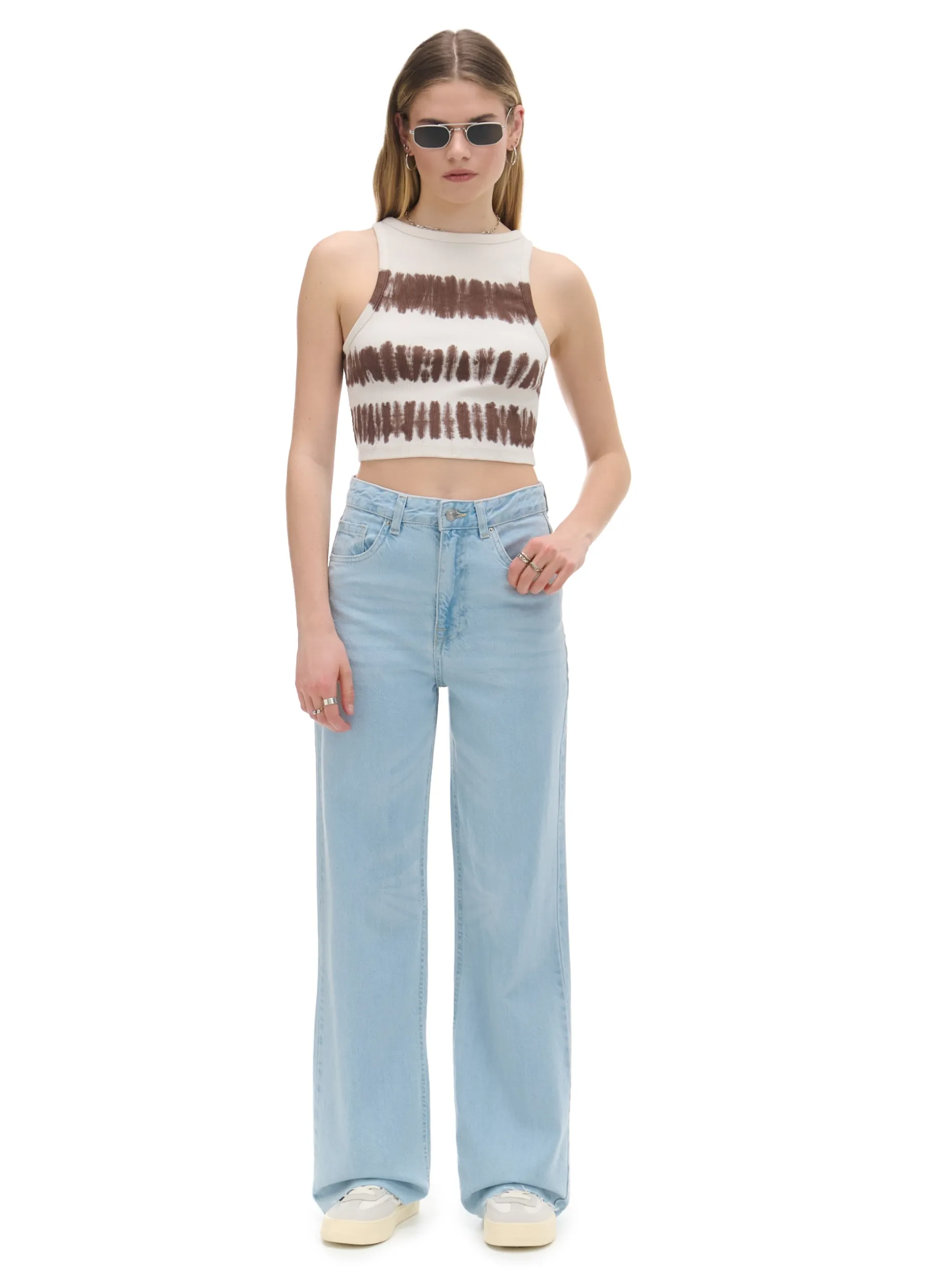 Jasne jeansy wide leg