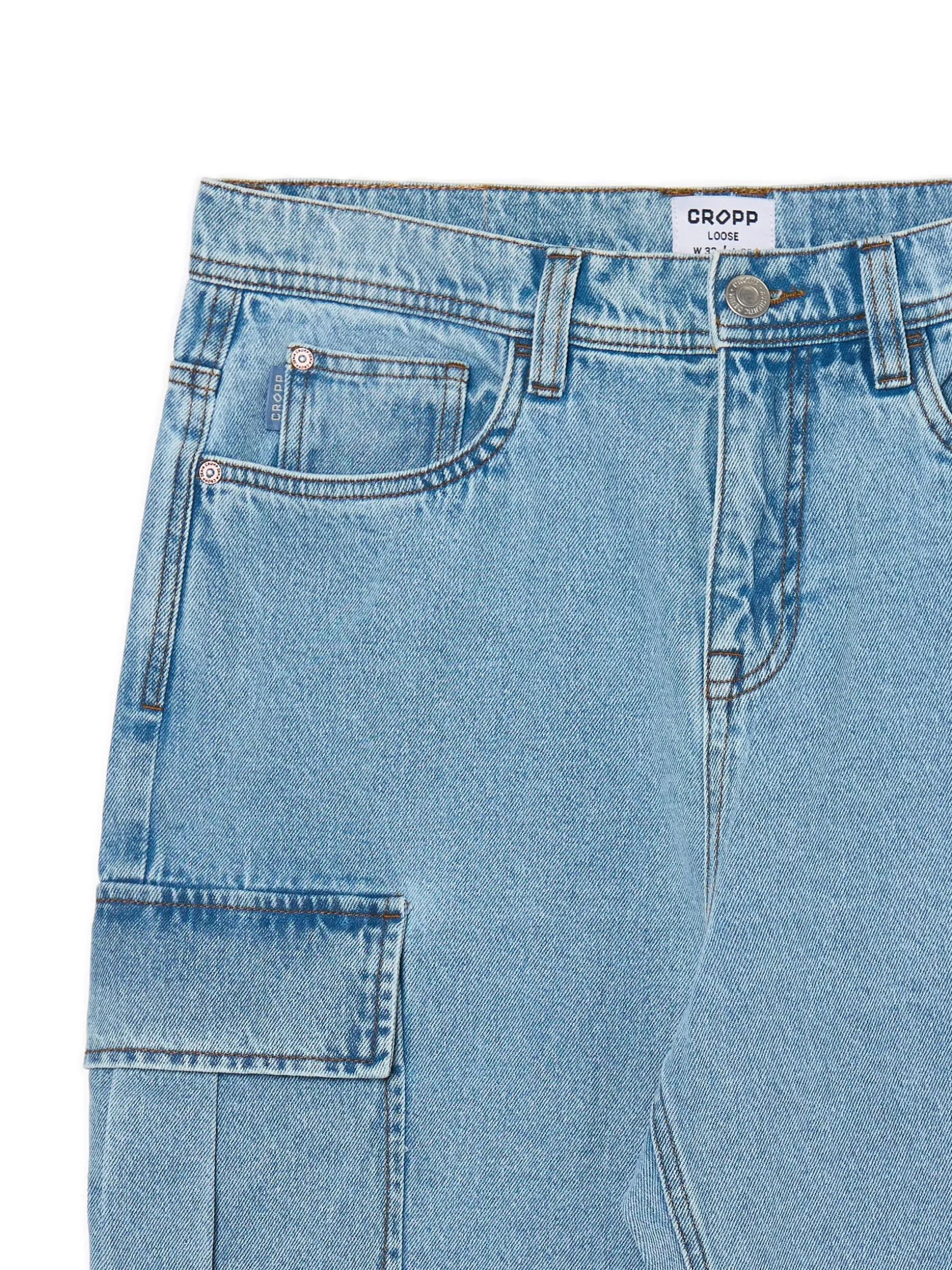 Jasnoniebieskie jeansy loose cargo