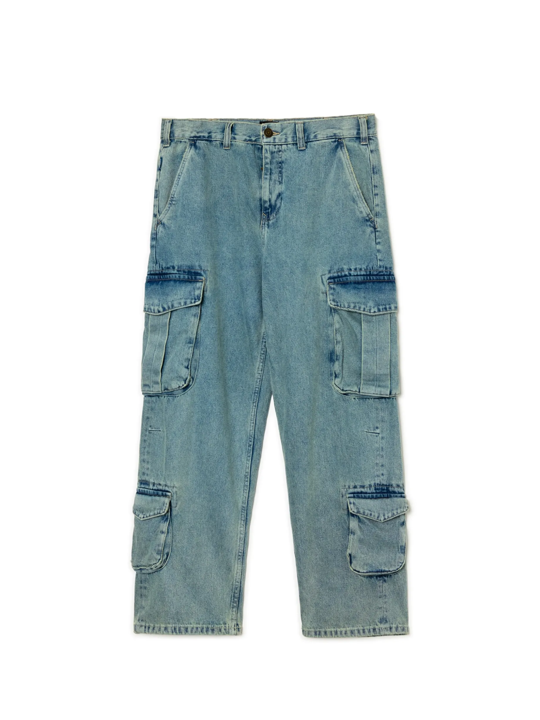 Jeansy baggy z kieszeniami cargo