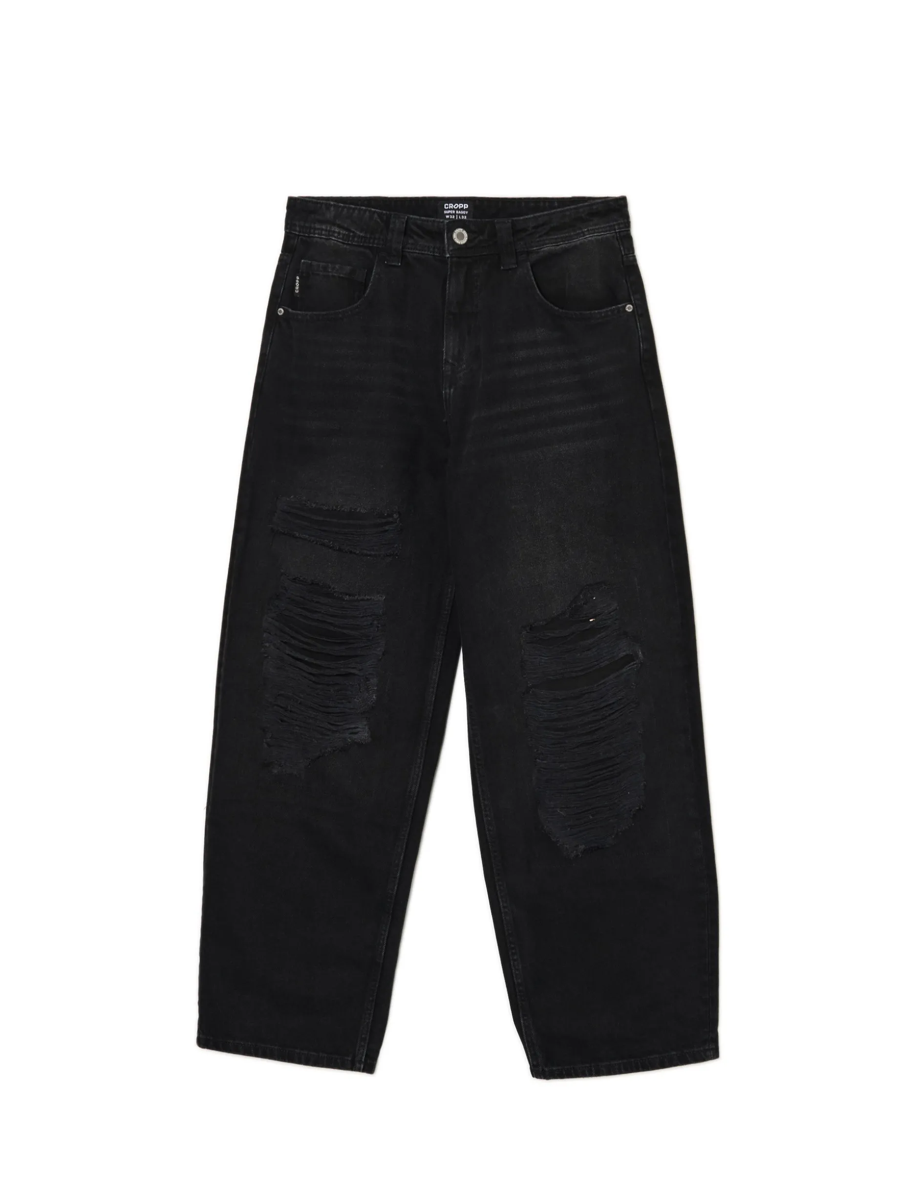 Jeansy super baggy z przetarciami