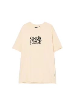Kremowy T-shirt z nadrukiem One Piece