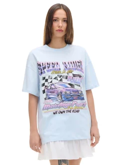 Niebieski T-shirt z nadrukiem