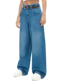 Niebieskie jeansy baggy