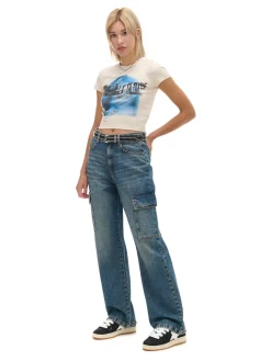 Niebieskie jeansy baggy