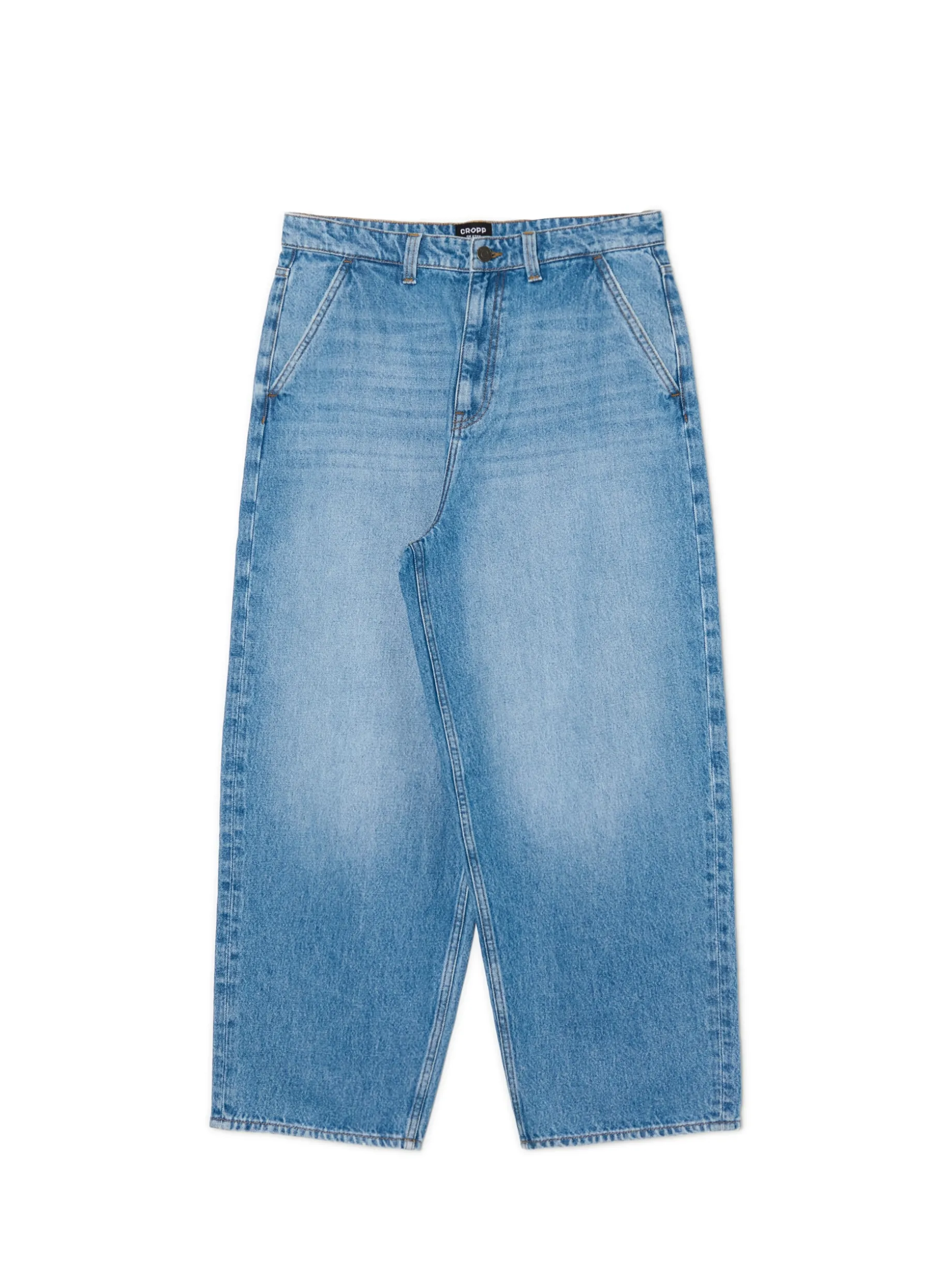 Niebieskie jeansy skater z efektem sprania