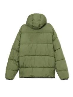 Oliwkowa pikowana kurtka puffer