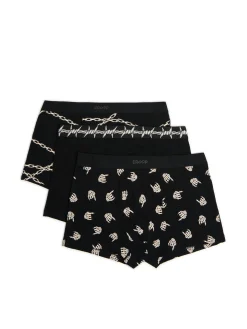 3 pack czarnych bokserek z nadrukiem