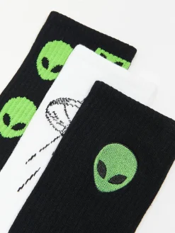 3 pack długich skarpet alien