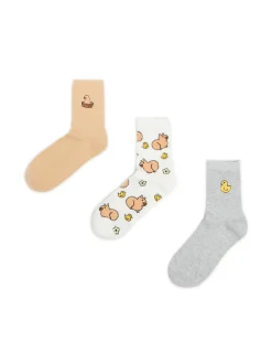 3 pack skarpetek z kapibarą i kaczuszką