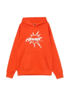 Pomarańczowa bluza hoddie i nadrukiem