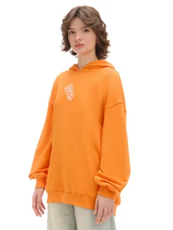 Pomarańczowa bluza z kapturem i nadrukiem UNISEX