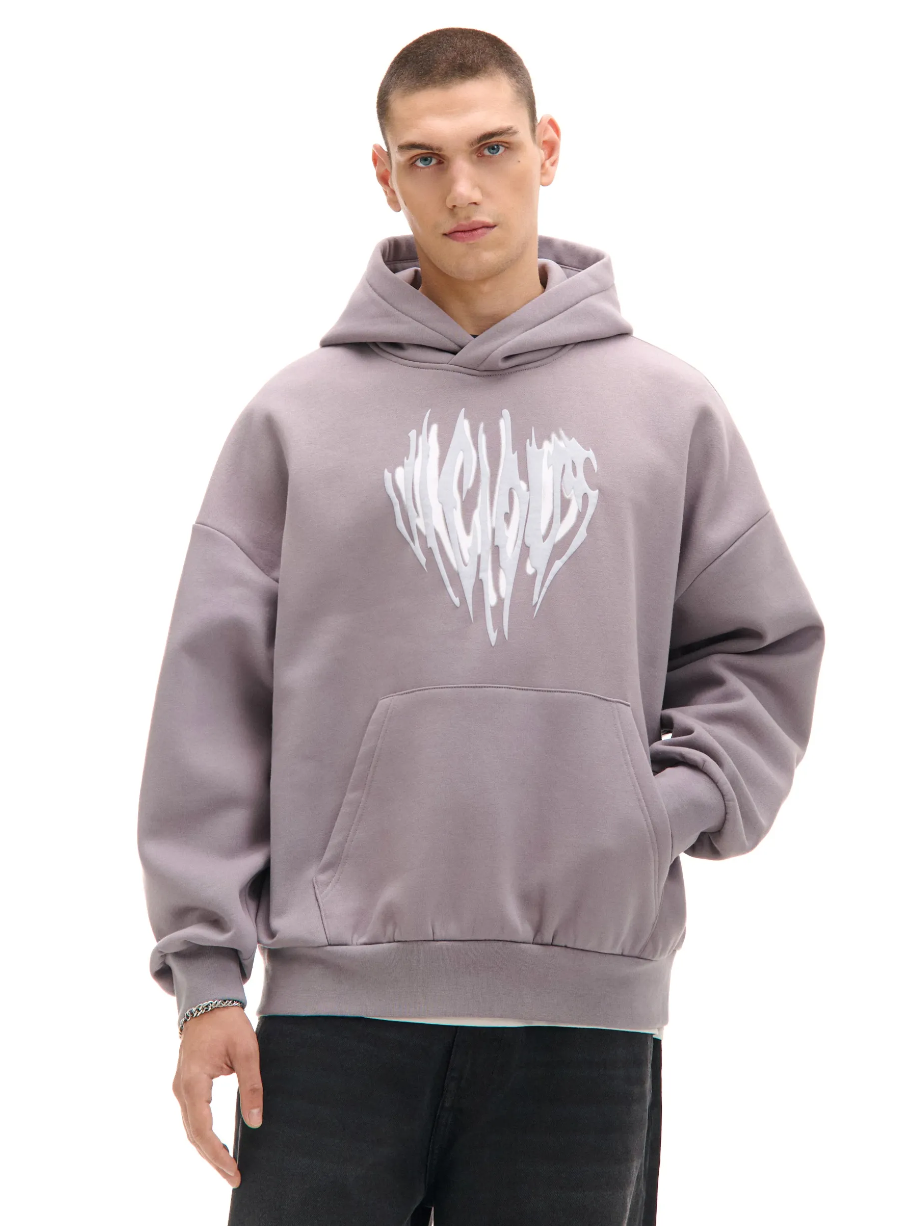 Szara bluza z kapturem i nadrukiem UNISEX