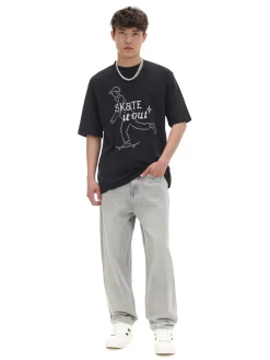 Szare jeansy loose