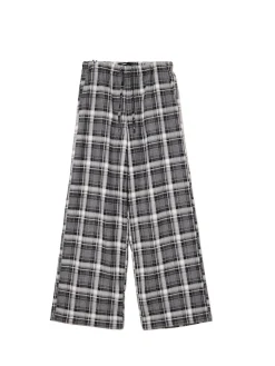 Szare spodnie baggy w kratę