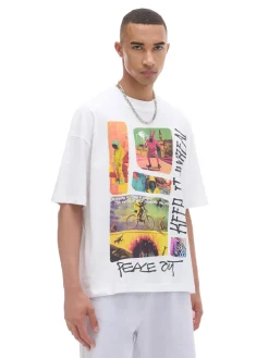 T-shirt oversize z nadrukiem