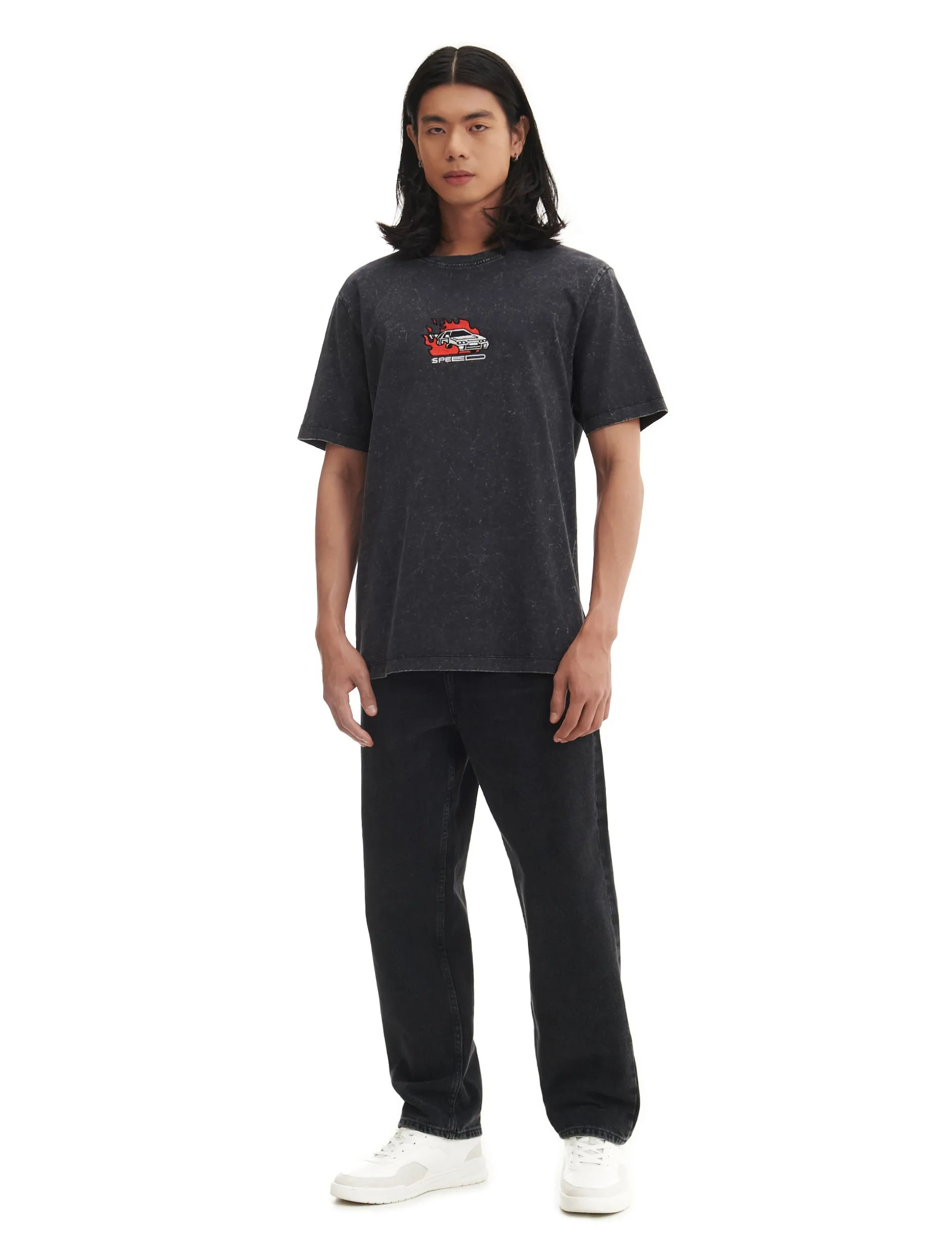 T-shirt z efektem acid wash